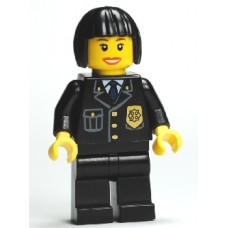 cty211 Police - City Suit with Blue Tie and Badge, Black Legs, Black Bob Cut Hair 